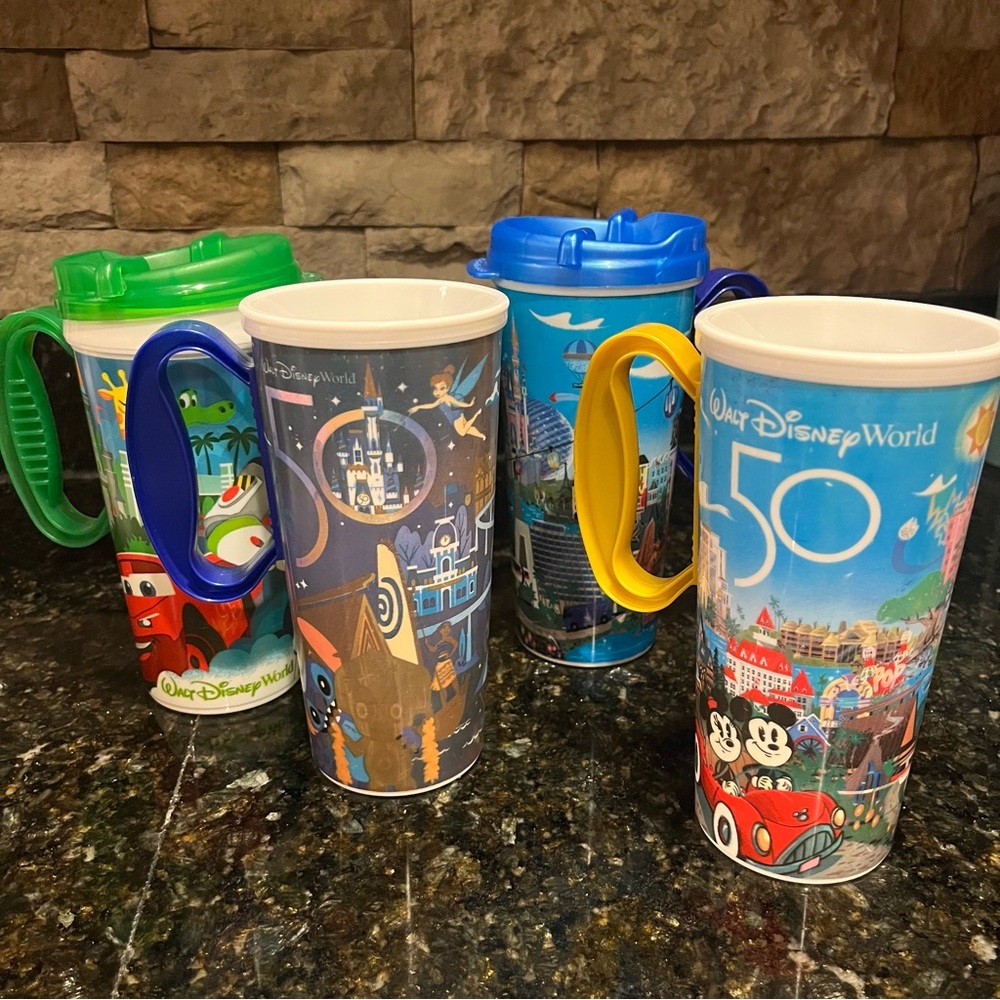 Walt Disney World Rapid fill 50th Anniversary Souvenir refillable Cups 4